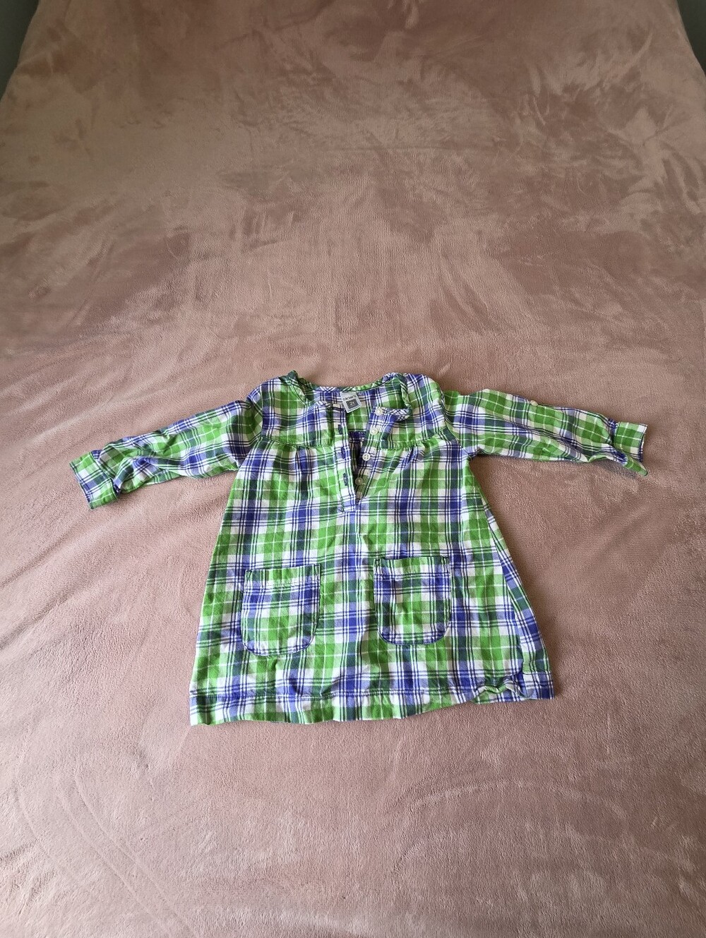 Green and Blue Plaid Carter Dress with Front Pockets